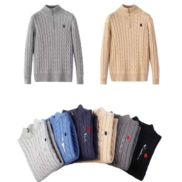 Ralphs Designer Maglione Laurens Uomo Designer Camicie in pile Spessa Mezza cerniera Collo alto Pullover caldo Maglioni lavorati a maglia slim Felpa in cotone