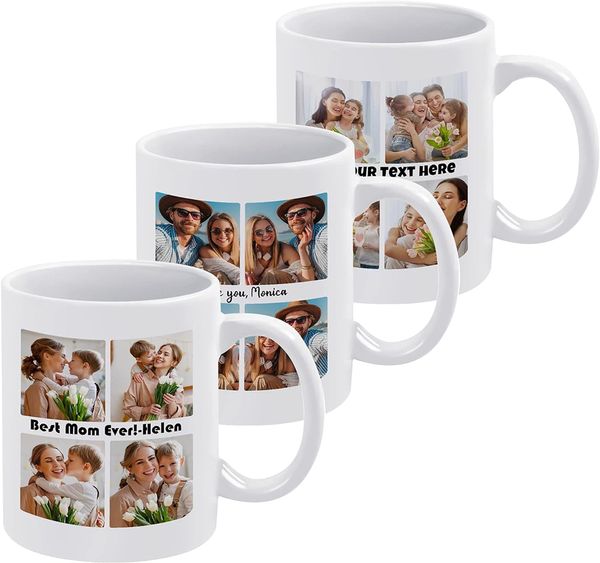 Caneca de café com foto personalizada com texto, presente no aniversário, dia das mães, para mamãe, avó, esposa, amigos, caneca personalizada com imagem