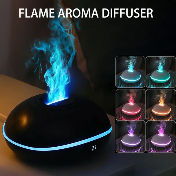 Vapor difusor de aroma ar 7 cores led óleo essencial fogo chama lâmpada umidificador ultra sônico névoa fabricante fogger fragrância 231020