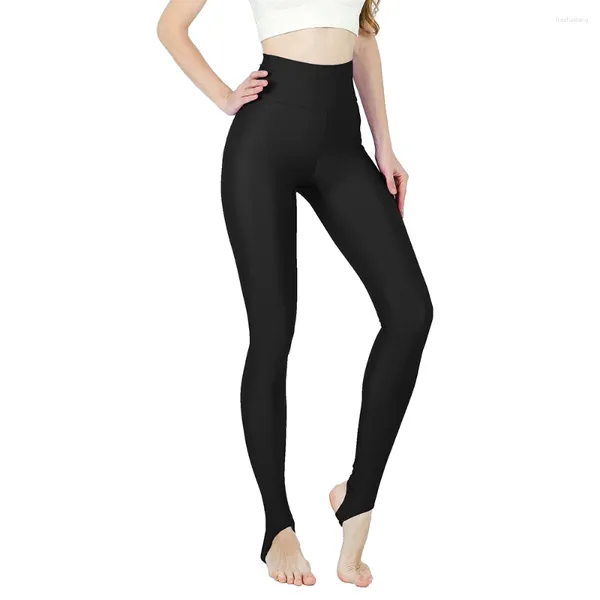 Leggings para mujer Speerise Mujeres Negro Ocio de cintura alta con estribo Flaco Tallas grandes Spandex Elástico Fitness Pantalones de entrenamiento de primavera