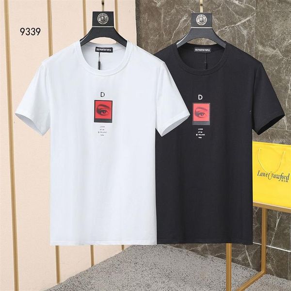Мужская дизайнерская футболка DSQ PHANTOM TURTLE, итальянская модная футболка с логотипом Milan, летняя черно-белая футболка в стиле хип-хоп, уличная одежда 10299y