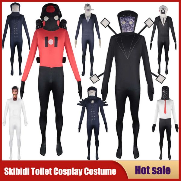 Cosplay novo jogo skibidi toalete cosplay traje alto-falante tv filmadora monitor macacão adulto criança halloween canival festa máscara bodysuit