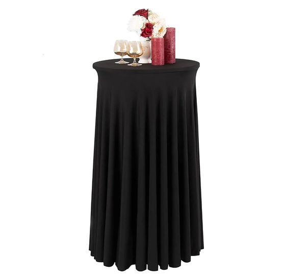 Tischrock, weiß, rund, für Cocktail-Tische, schwarz, Spandex, dehnbar, elastisch, Quallen-Tischrock, Tischdecke für Zuhause, Hochzeit, Party, 231019