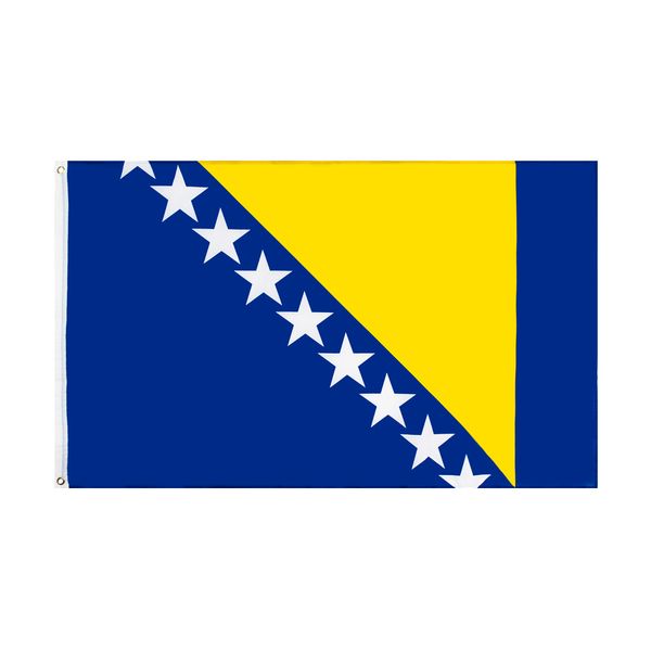 3x5Fts 90x150cm Bosnien-Herzegowina Nationalflaggen Bosnien-Herzegowina Flagge Banner Polyester Banner für Innen-Außendekoration Direkter Fabrikgroßhandel