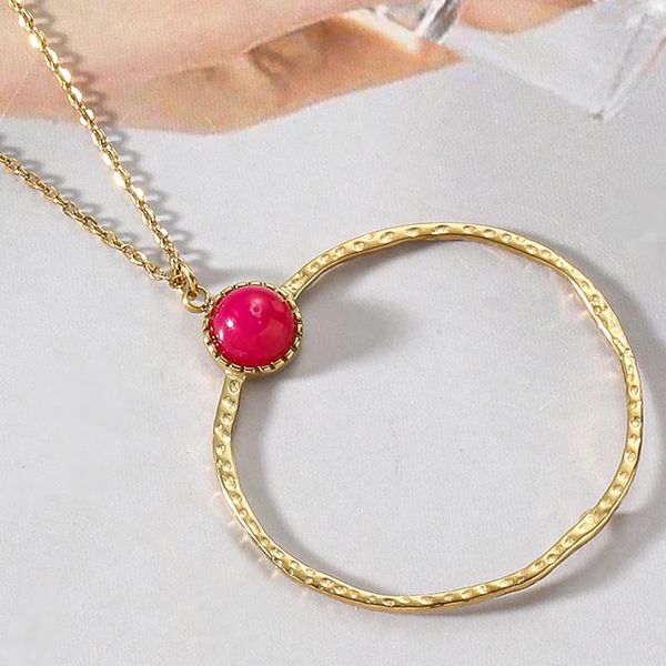 Colares de pingente círculo geométrico para mulheres meninas na moda cor de ouro colar de aço inoxidável moda jóias acessórios