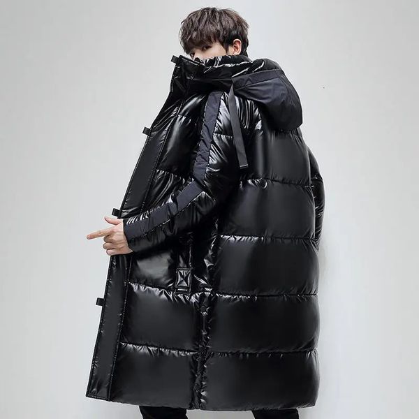 Coletes masculinos marca de alta qualidade 90 pato branco para baixo jaqueta homens moda estilo longo com capuz engrossar inverno quente masculino à prova de vento parkas 231020