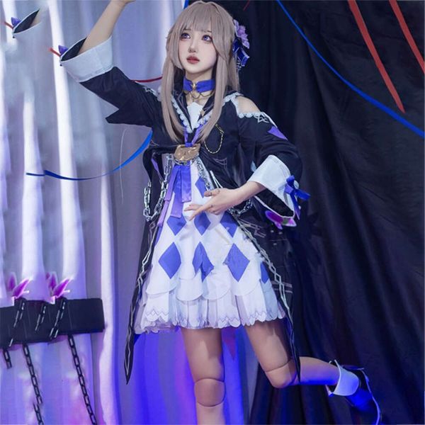 Cosplay anime oyunu Honkai: Yıldız Demiryolu Cosplay Costume Herta Zarif Güzel Lolita Elbise Üniform Cadılar Bayramı Parti Rolü Oyun Giyim Perukları