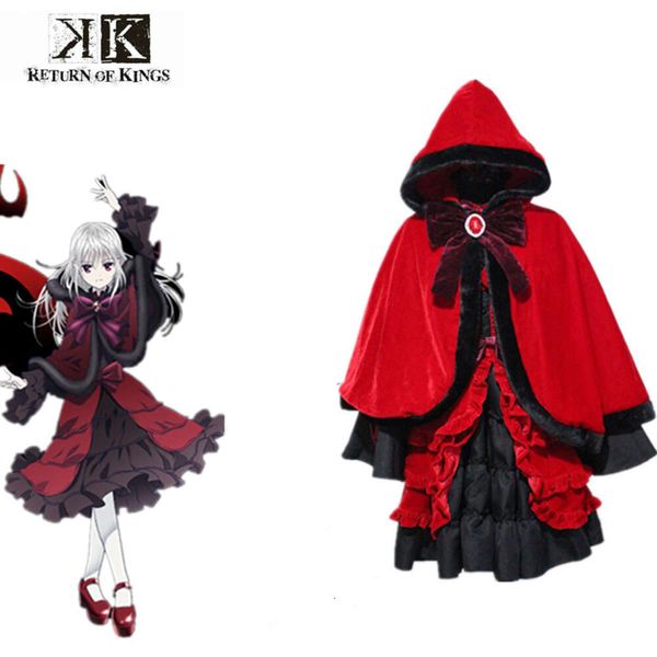Cosplay Kushina Anna K Retorno do Rei Anime Japonês Lolita Vestido Vermelho Traje Cosplay Halloween com Capa Festa Suitscosplay
