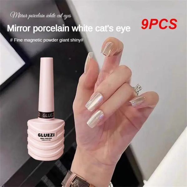 Smalto per unghie 9 pezzi Colla per unghie bianca in porcellana Facile da usare Nail Art Nail Salon Solo per saloni di bellezza Cat Eye Crystal Cat Eye Colla Bellissime unghie 231020