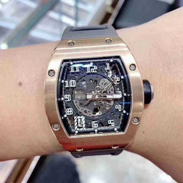 Erkekler Richrd Milleres Luxury Wristwatch Business Leisure RM010 Otomatik Makine İnce Çelik Kılıf Siyah Bant X6os0