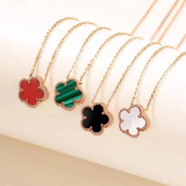 Chokers kaplama 18k altın kolye neclace s925 gümüş kadın lüks kırmızı agate çiçek cazibesi erkek mücevher hediyesi 231020