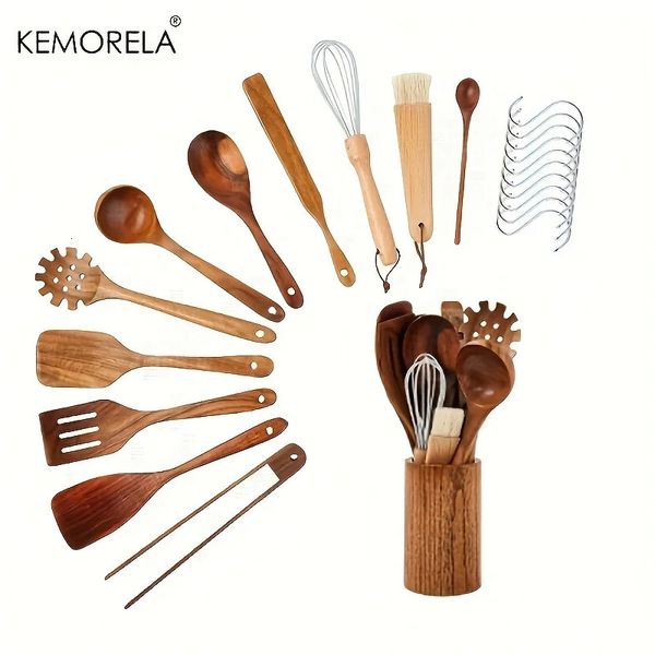 Kochgeschirr-Sets, 13-teilig, für die Küche, Holz, Kochutensilien, Haushaltslöffel-Set, antihaftbeschichtete Pfanne, umweltfreundliches Küchengeschirr, 231019