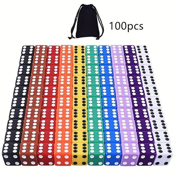Outdoor Games Activities 100 Pieces 50 10 A Set Of Acrylic Dice 062inch Game Math ColorsFree Velvet Storage Bag 231020