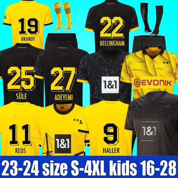 23 24 HALLER Fußballtrikots REUS 2023 2024 Borussia Fußballtrikot BELLINGHAM NEONGELB HUMMELS BRANDT DORTMUNDs Männer Kinder Spezialtrikots Maillot De Foot Fans Spieler