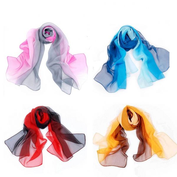 Designer lenço de seda colorido para mulheres lenços de chiffon Sarongus Wrap Beach Pashmina 160x50cm