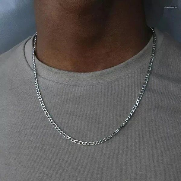 Correntes 40-75cm 925 prata 4mm Figaro colar de corrente para mulheres homens longo hip hop jóias presente