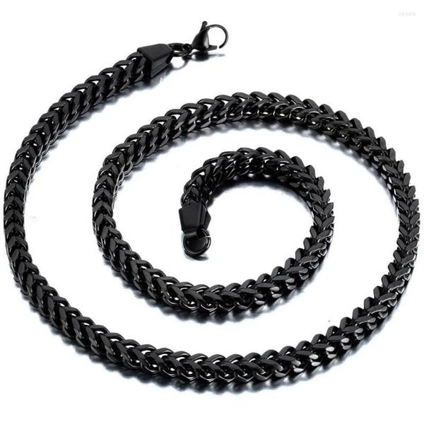 Correntes 6mm Largura Mens Aço Inoxidável Preto Clássico Quadrado Cuban Curb Link Chain Homens Colar Long298h