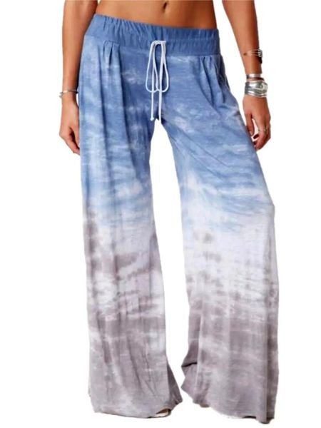 Pantaloni da yoga da donna Pantaloni da salotto larghi con lacci Casual sfumati TieDye Stampati sportivi Pantaloni lunghi Gamba larga 231020