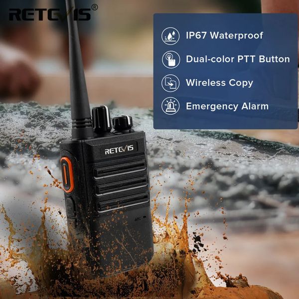 Walkie Talkie Retevis RB6 Long Range IP67 Wasserdicht PMR4 Walkie Talkie Lizenzfreies 16-Kanal-Funkgerät für den Bau 231019