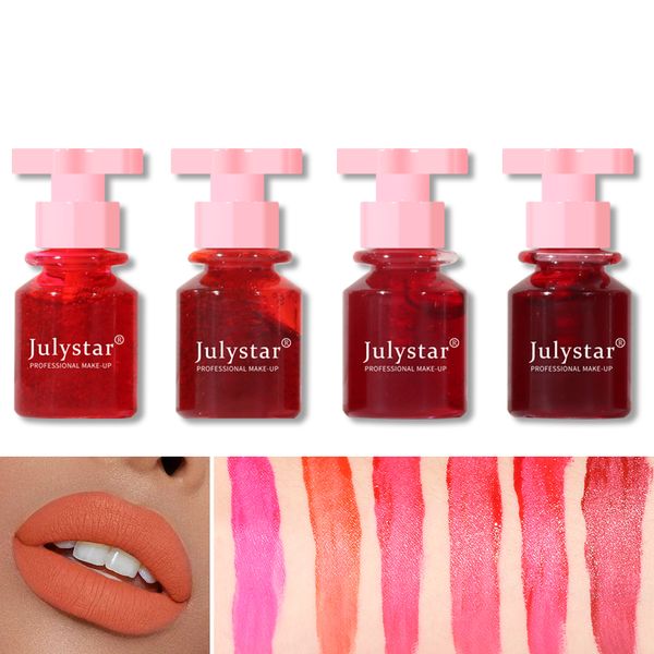 Julystar Maquiagem 6 Cores saboroso Hidratante Natural Lip Glaze Duradouro Não-desbotamento Lip Dye Cross Border Maquiagem Antiaderente Copo Lip Gloss batom fosco