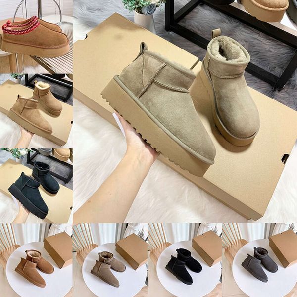 Stivali firmati da donna Australia Stivali da donna Tazz Tasman Pantofole Stivaletti con piattaforma ultra mini Stivaletti invernali in pelle scamosciata di lana Scarpe da donna in pelliccia calda Stivaletti uggslie YU89