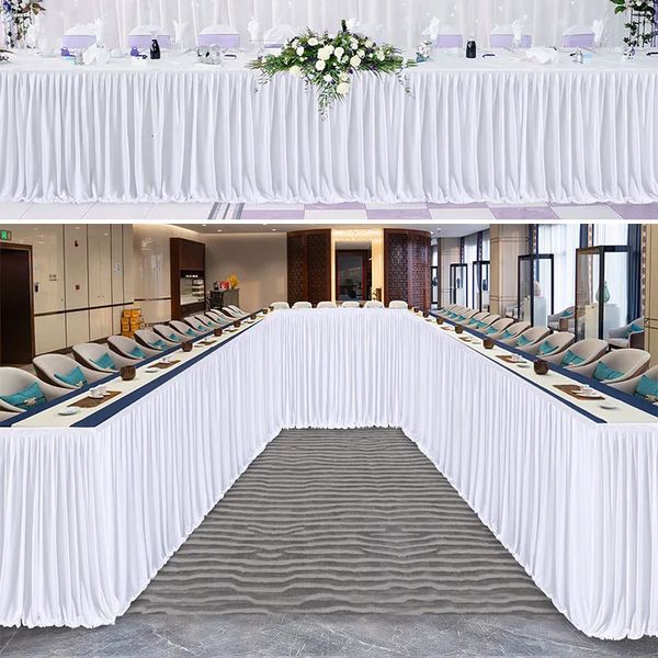 Saia de mesa para festa de aniversário, 14 pés, check-in, sobremesa, tule, rodapé, casamento, el, conferência, decoração de festa 231019