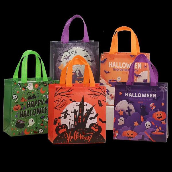 10 pçs halloween não tecido saco de presente nougat biscoito chocolate doces festa favor sacos para crianças suprimentos bolsa de compras 220923