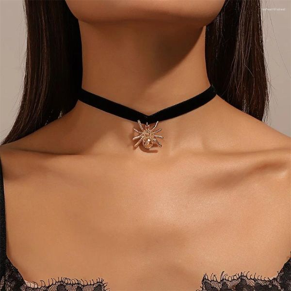 Collane con ciondolo Collana girocollo ragno vintage Fascino splendido Velluto nero Gioielli fai da te Donna Regalo di Halloween Decorazione gotica 2023