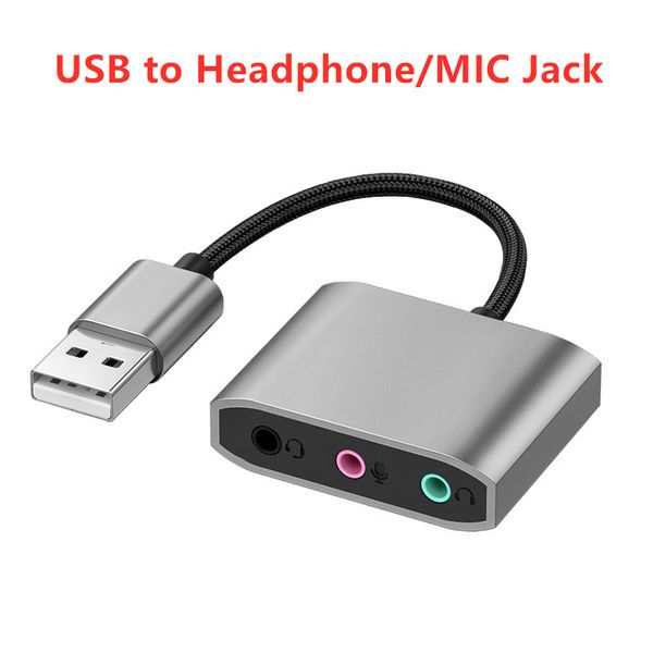 Hochwertiger USB-Typ-A-zu-3,5-mm-Kopfhöreranschluss/Mikrofonanschluss, Audio-Mikrofon-Konverter, externer kostenloser Treiber, USB-Soundkarte für PC, Laptop, Android-TV mit Einzelhandelsverpackung