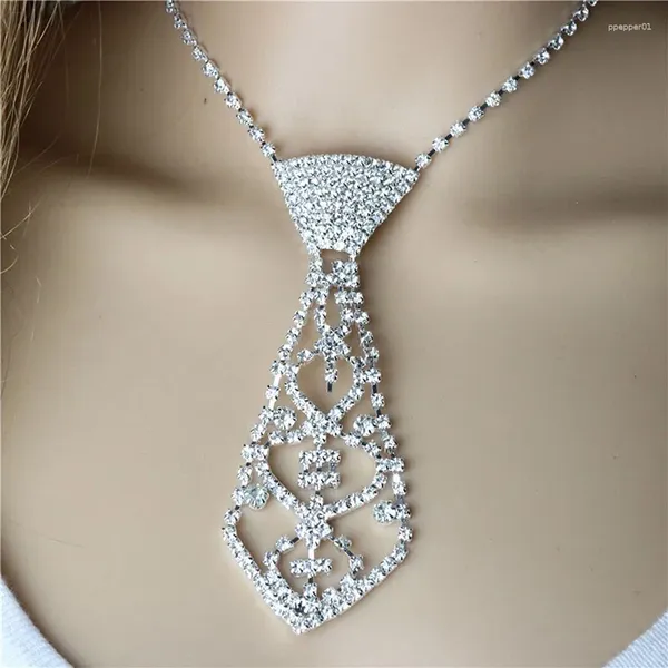 Ожерелья с подвесками для мужчин и женщин, элегантное блестящее ожерелье со стразами в форме галстука для выпускного вечера, ювелирный декор, аксессуар, подарки на день Святого Валентина