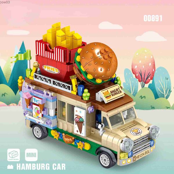 Blocchi Nuovo Bus da gita Mini Parti Città Compatibili Amici Camper Frutta Dessert Modello di auto Building Block Set Bambini Giocattoli di Natale R231020