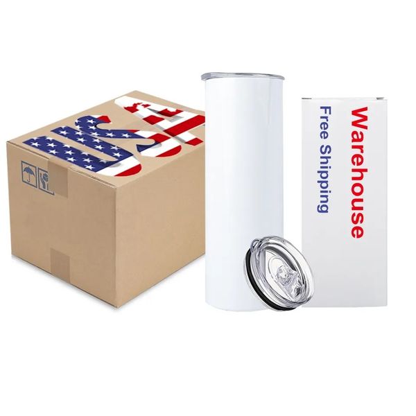 USA Depo Gemisi 20oz Süblimasyon Boşlukları Su Şişeleri 20 Oz Paslanmaz Çelik Tumblers Cupsvacuum Yalıtımlı Tumblers