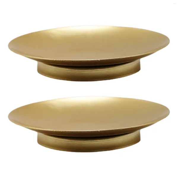 Titulares de vela 2pcs para casa para mesa de pilar decoração de festa pequena bandeja dourada de casamento de casamento de casamento de salas de jantar redondo cafe