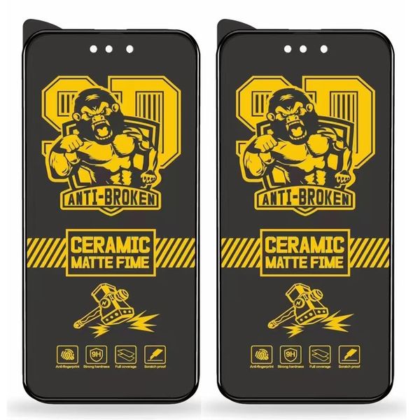 Protetor de tela para iPhone 15 Pro Max 14 Plus 13 Mini 12 11 XS XR X 8 7 SE 9H Filme cerâmico HD Protetor de tela fosco Cola completa Escudo de capa anti quebrada