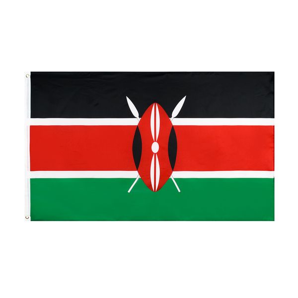 3x5Fts 90x150cm Republik Kenia Flaggen Kenia Flagge Banner Polyester Banner für Innen-Außendekoration Direkter Fabrikgroßhandel