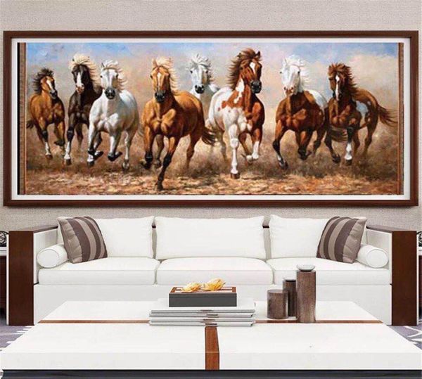 Grande branco correndo cavalos pintura em tela oversized moderno animal cartaz e impressão arte da parede imagem para sala de estar decoração casa 9501022