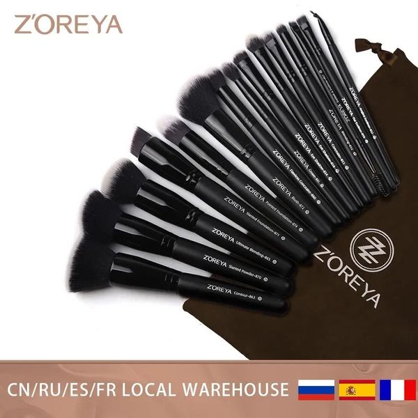 Lippenstift ZOREYA 7 15-teiliges schwarzes Make-up-Pinsel-Set Lidschatten Puder Foundation Concealer Kosmetikpinsel Blending Beauty Tools 231020