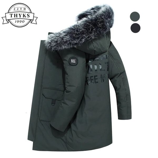 Coletes masculinos inverno pato branco para baixo jaqueta homens engrossar quente puffer jaquetas masculino casual casaco com capuz gola de pele midlength windbreaker 231020