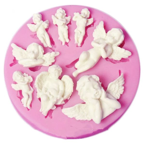 Backformen Kuchenform Engel Baby 3D Silikon Schokolade Süßigkeiten Formen Fondant Dekorieren Werkzeuge DIY Seife Gebäck 231019