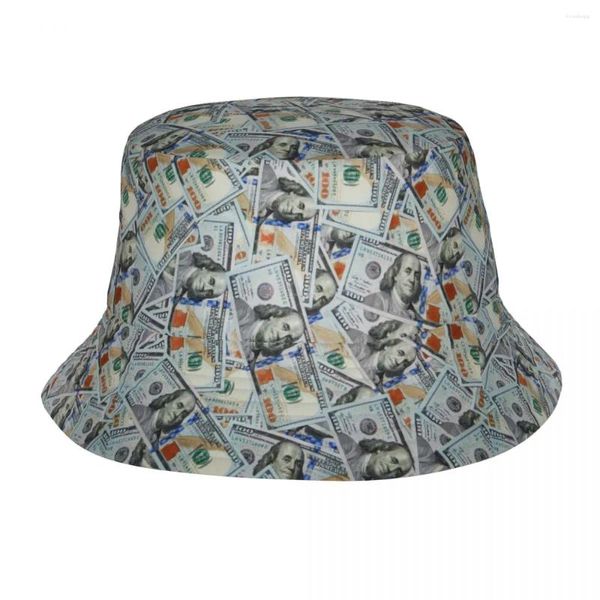 Beralar Moda ABD Doları Desen Kova Şapkaları Erkek Kadın Para Açık Güneş Yaz Balıkçı Kapağı