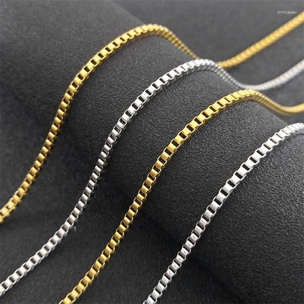 Ketten Ästhetische quadratische Kastenform Gliederkette Halskette für Frauen Männer Edelstahl Gold Silber Farbe Party Geschenk Choker Schmuck Colar