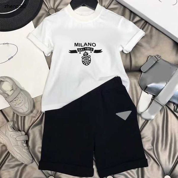 Designer de luxo criança roupas conjuntos crianças crianças manga curta camiseta + shorts impressão conjunto terno marca meninos roupas algodão t