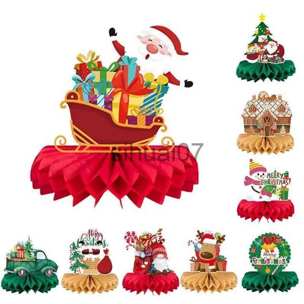 Decoraciones navideñas Centros de mesa de panal navideños con temática de estilo victoriano para decoraciones de mesa navideñas Bola de panal de papel x1020