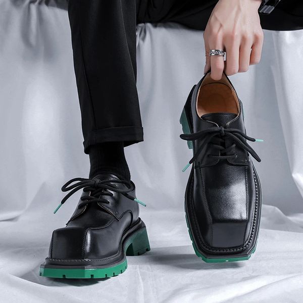 Мужские модельные туфли на платформе, кожаные деловые японские универсальные повседневные износостойкие туфли Chaussure Homme 231019