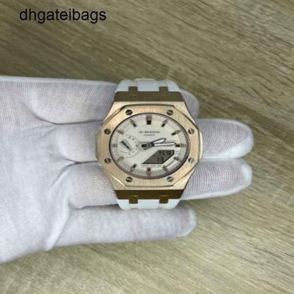Audpi Watch Abby Relógios Automáticos Casioak Rose Gold Edition Gma2100 Mod Personalizado Estilo Royal Oak