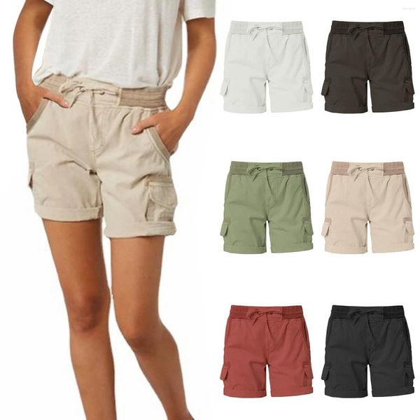 Shorts ativos femininos cargo verão solto caminhada com bolsos calça casual feminina tamanho 16