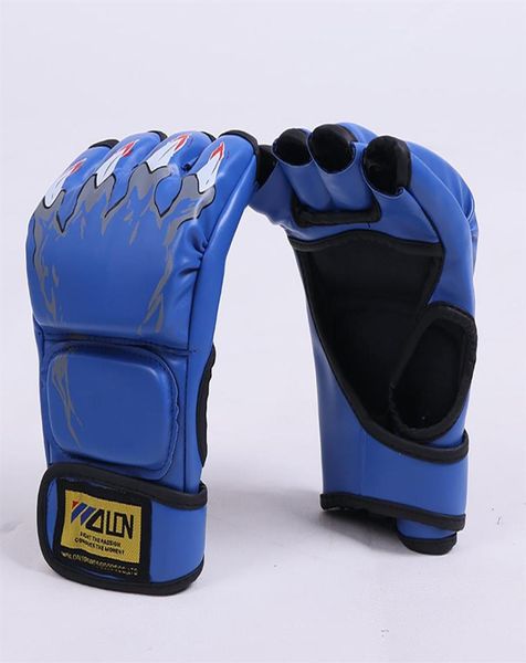 Equipamento de proteção fitness lobo tigre garra luvas boxe mma karate chute muay thai meio dedo treinamento esportivo238b6739330