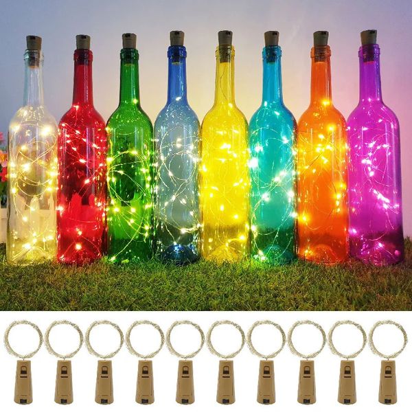 Decorações de Natal 30pcs luz de cortiça LED decoração colorida corda estrela fio de cobre rolha de garrafa de vinho 231019