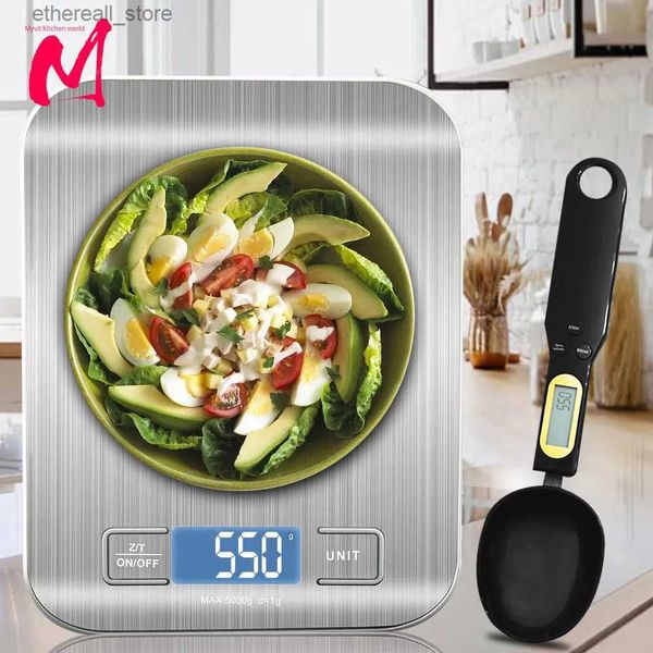 Badkamer keukenweegschaal Digitale keukenweegschaal LCD-display 1g/0,1oz Nauwkeurige roestvrijstalen voedselweegschaal voor koken Bakken Weegschalen Elektronische Q231020