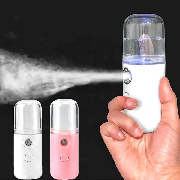 Dampfer 30ml Mini -Luftbefeuchter tragbar wiederaufladbar kleiner drahtloser Nano persönlicher Gesicht Sprühgerät Cool Mist Maker Fogger 231020